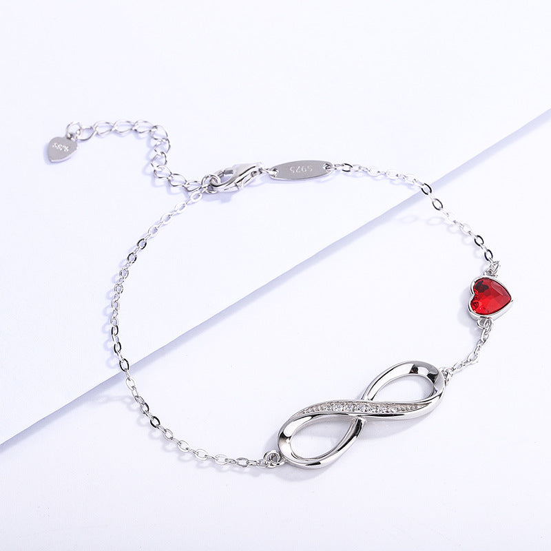 Pulsera de Plata 925 con Infinito y Dije de Circonia – Regalo para Novia