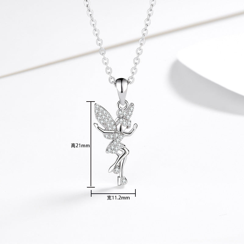 Cadena Corta de plata 925: Dije de Angel o Ada con Cristales