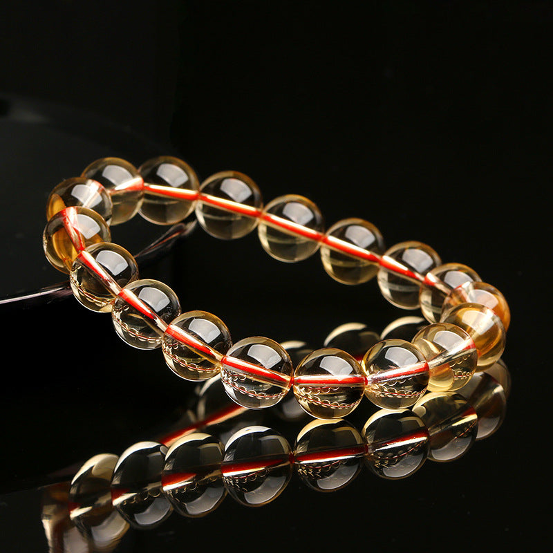 Pulsera de Citrino Natural: Alta Calidad de Brasil, Piedra de Atracción de Riqueza, Color Amarillo Profundo