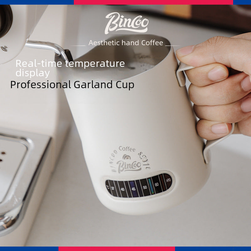 Taza de Leche Bincoo: Jarra de Acero Inoxidable para Espresso con Boquilla Redonda y Punta, Ideal para Espumar y Decorar