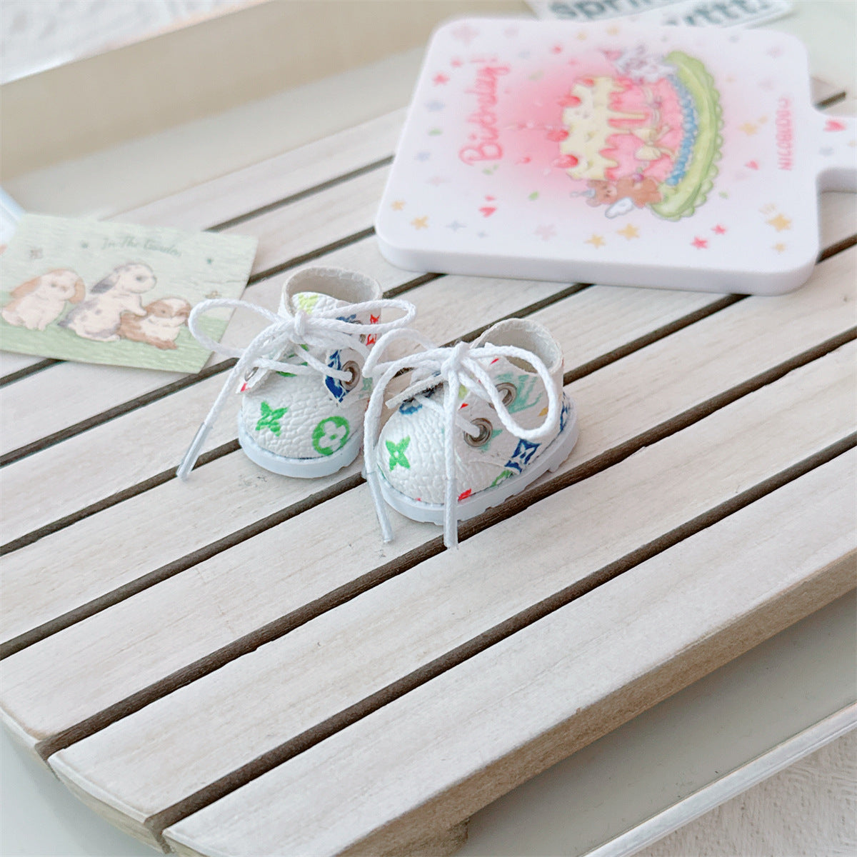 Zapatillas de lona para muñecas de 17 cm: Labubu, muñeca de algodón de 10 cm, color negro y blanco, con cordones