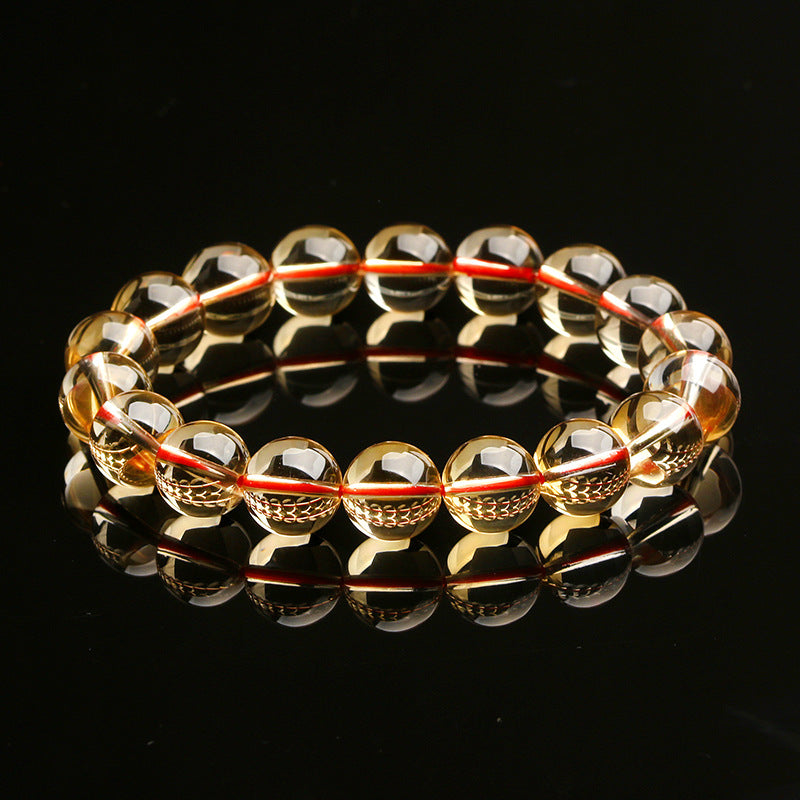 Pulsera de Citrino Natural: Alta Calidad de Brasil, Piedra de Atracción de Riqueza, Color Amarillo Profundo