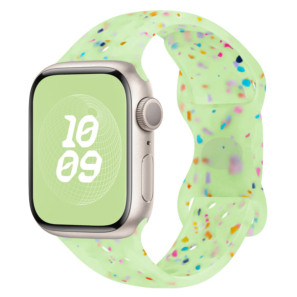 Glitter Silicone Band for Apple Watch 1-11, Ultra 3, SE 3: Colorful & Comfortable
