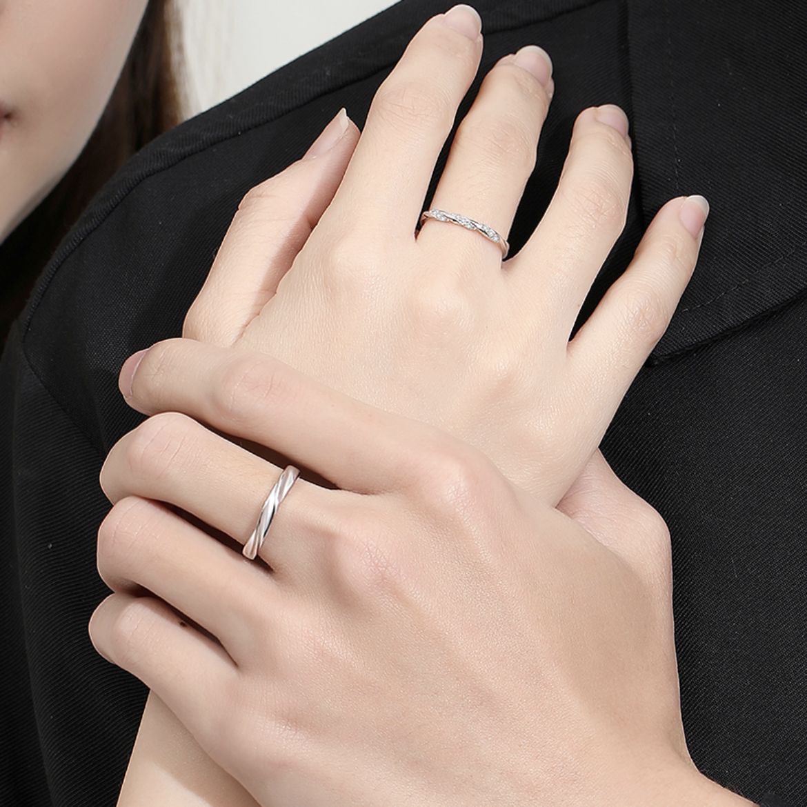 Argollas de Matrimonio para Pareja en Plata S925 – Diseño Abierto y Ajustable