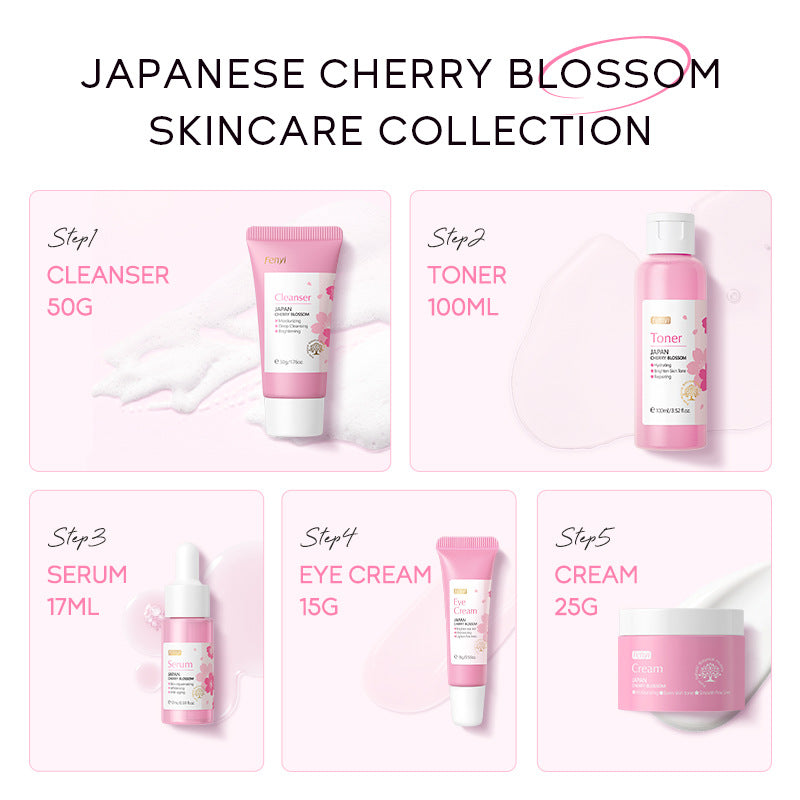 Conjunto de Cuidado Facial Sakura Japonés: 5 Piezas de Productos de Belleza en Stock