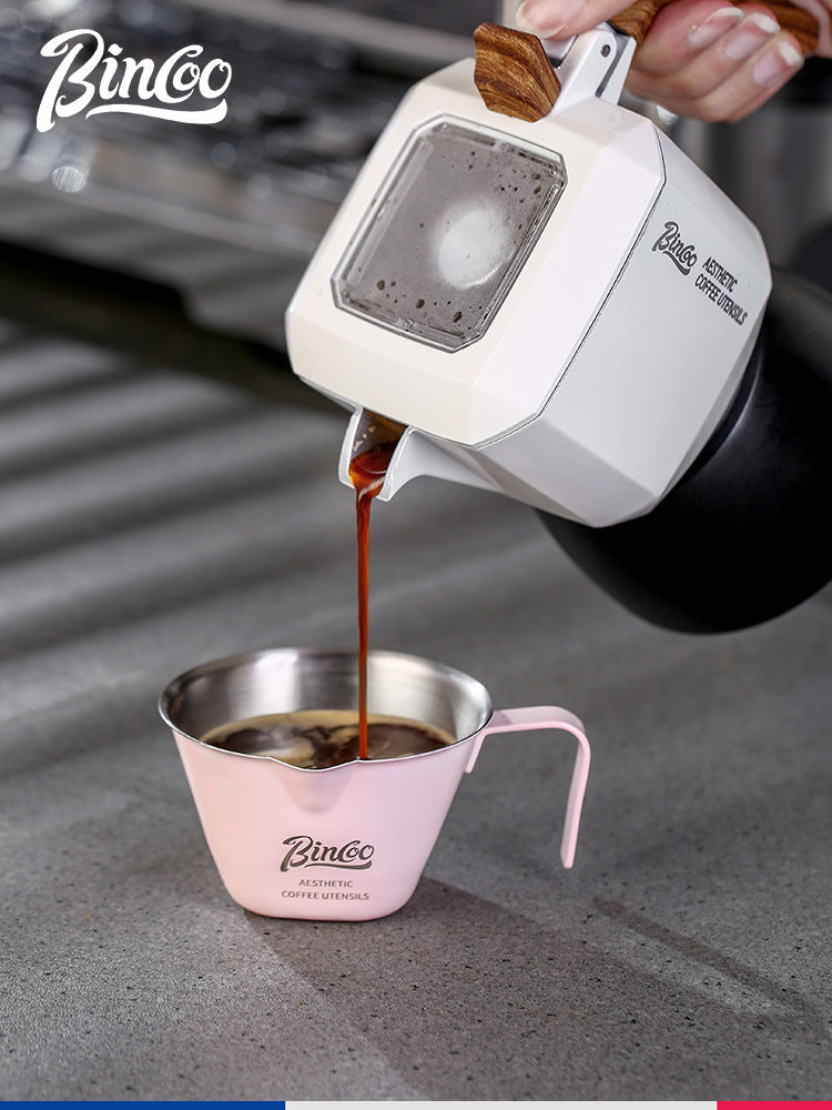 Taza de extracción de café Bincoo: taza de acero inoxidable de 100ml para espresso y leche