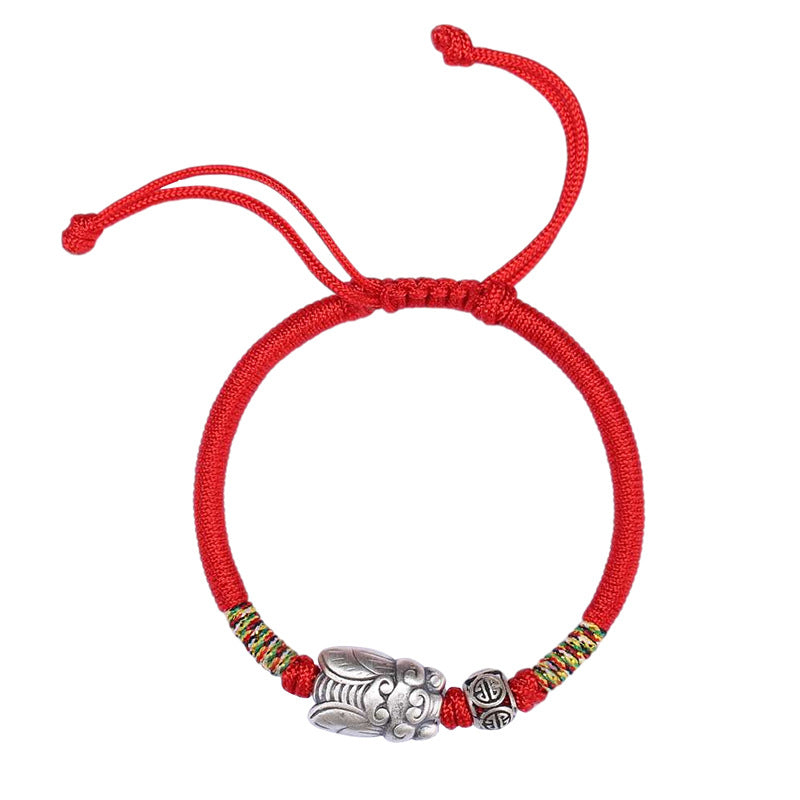 Pulsera Roja de la Suerte con Dije de Cigarra – Amuleto de Protección y Cambio