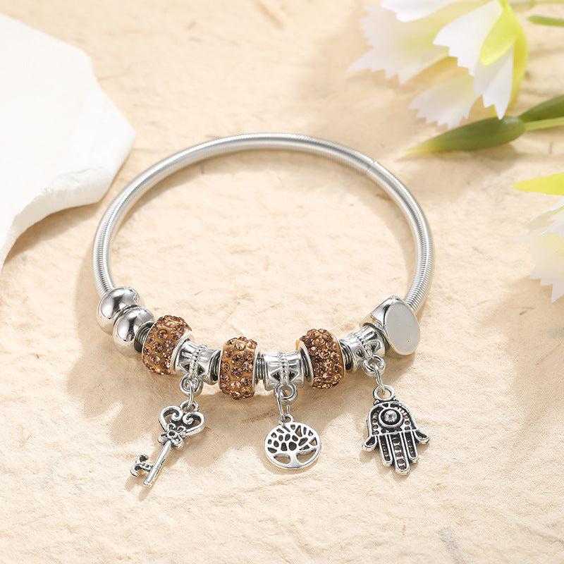 Pulsera de Plata para Niñas con Charms – Dijes Colgantes de Figuras Variadas