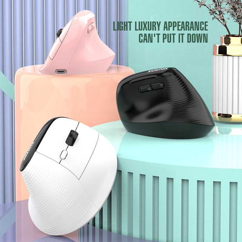 Ratón Vertical Inalámbrico Bluetooth Dual Modo: Carga, Silencioso, Ideal para Negocios y Oficina