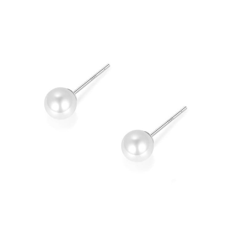 Pendiente Botón con Perla de Plata Pura 999 – Elegantes para Oficina