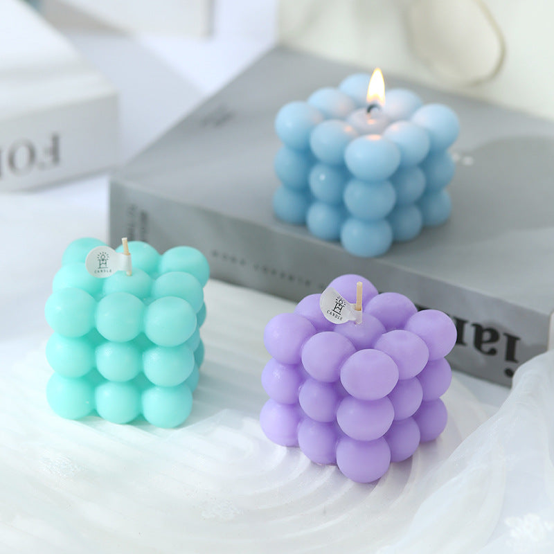 Vela Aromática Cubo de Colores: Diseño Macaron Decorativa - Regalo Original