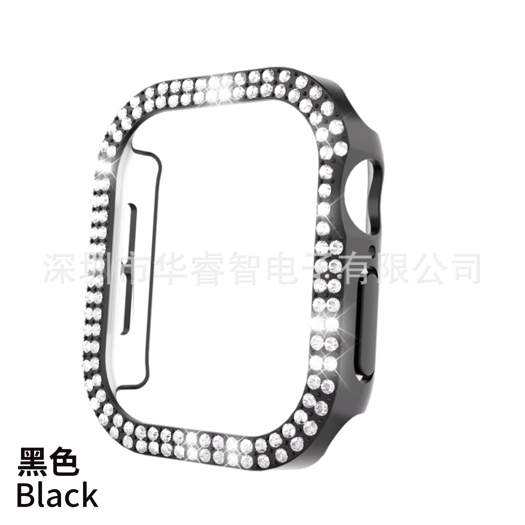 Protective Case for Apple Watch S10: Double Row Diamonds, Perforated Design & Half Cover