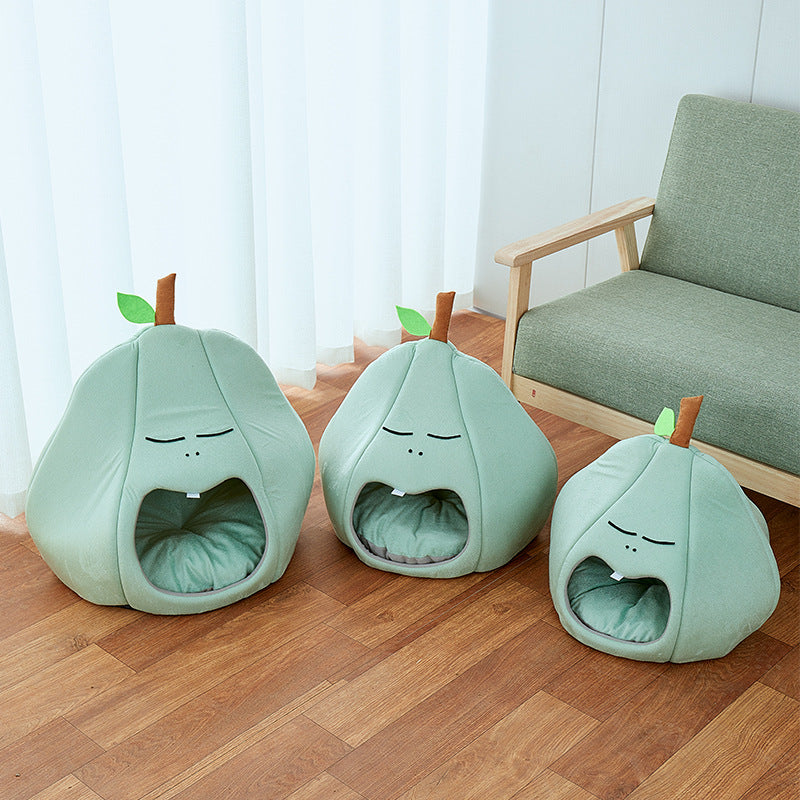 Cama tipo casa para gatos suave y lavable