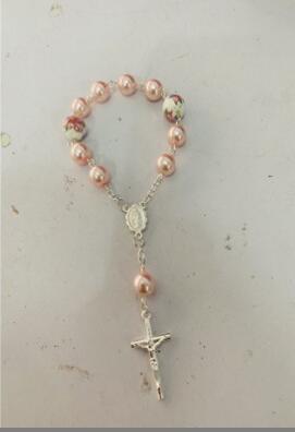 Pulsera Religiosa Virgen del Carmen con Dije de Cruz – Recuerdo de Bautizo o Primera Comunión