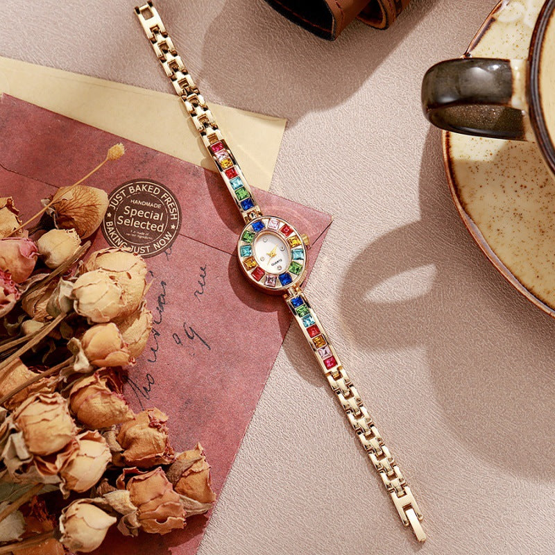 Reloj de Pulsera para Mujer con Cristales Coloridos