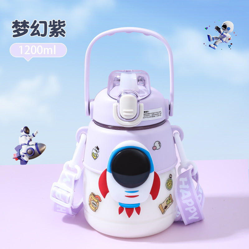 Botella de Astronauta para Niños: Vaso de Plástico con Pajita de Gran Capacidad