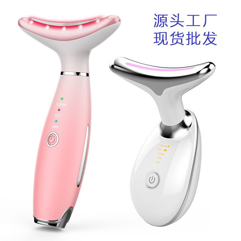 Dispositivo Facial y de Cuello con Luz LED – Terapia de Rejuvenecimiento con Microcorriente, Calor y Vibración