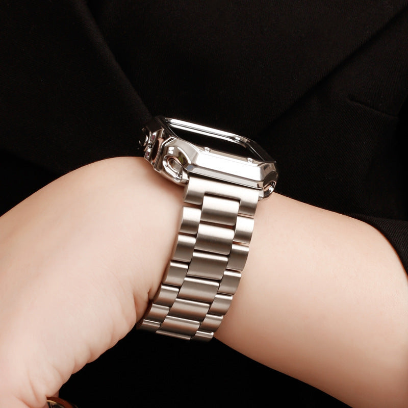 Correa y Carcasa para Apple Watch de Acero Inoxidable Galvanizado