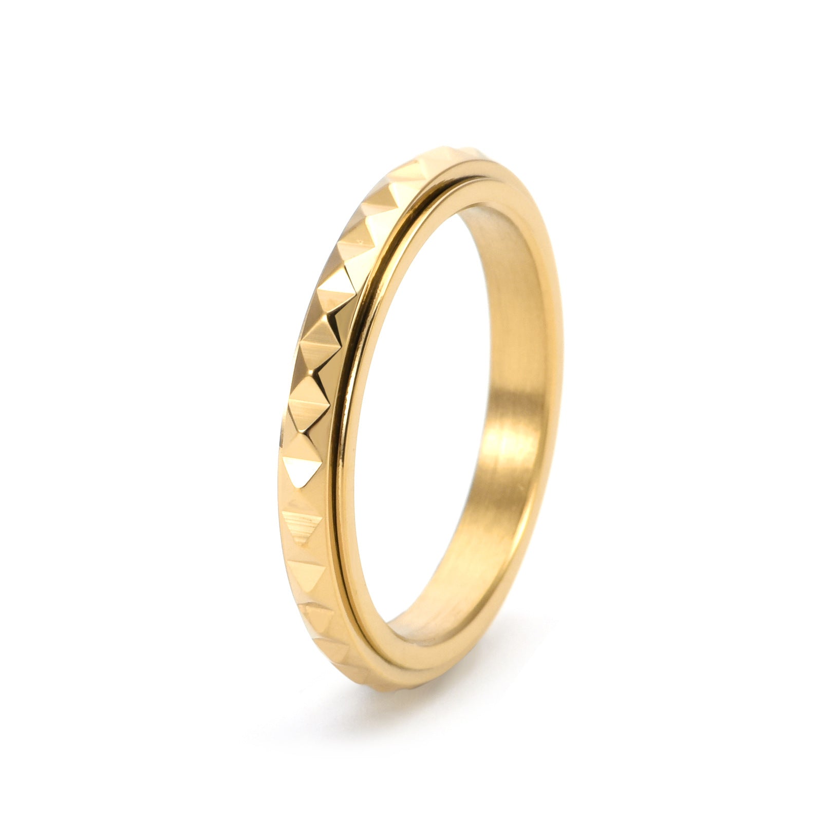 Anillo Antiestrés de Titanio para Mujer – Diseño de Triángulos