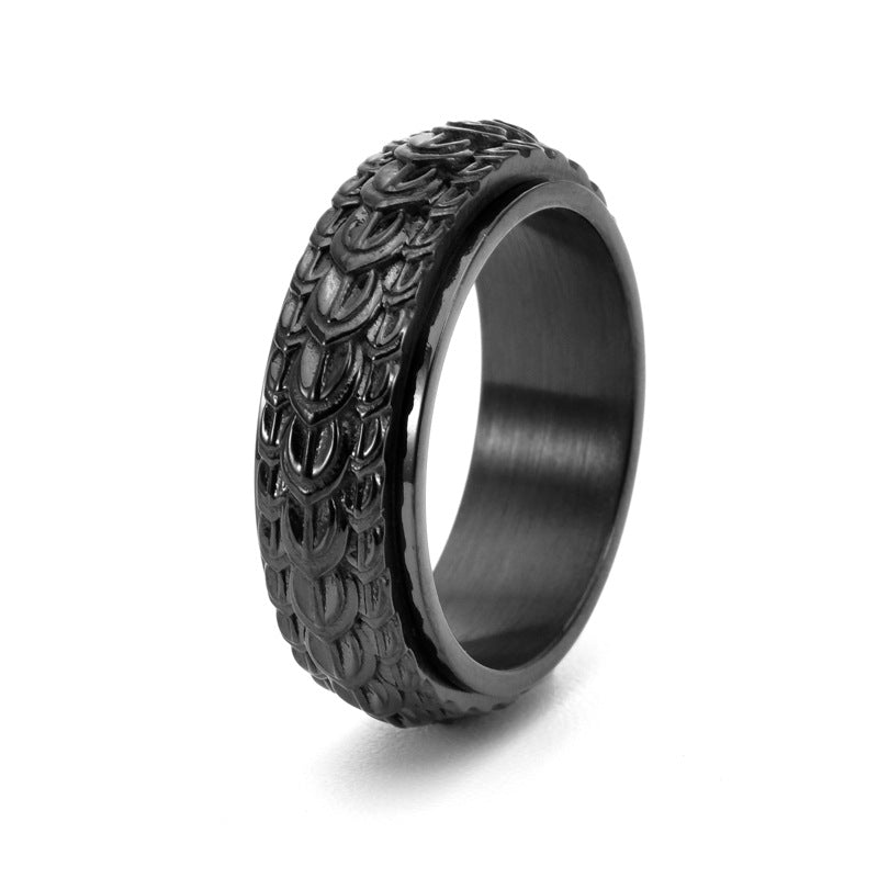 Anillo Antiestrés de Titanio para Hombre – Escamas de Dragón