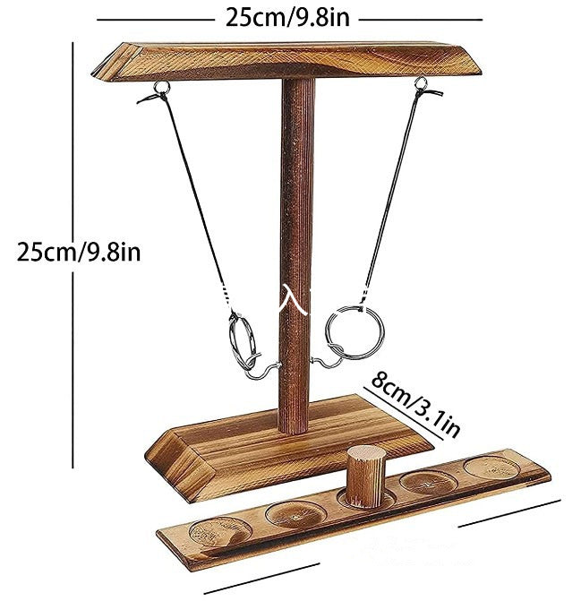 Juego de Aros Ring Toss: Juguete de Madera con Ganchos para Competencias