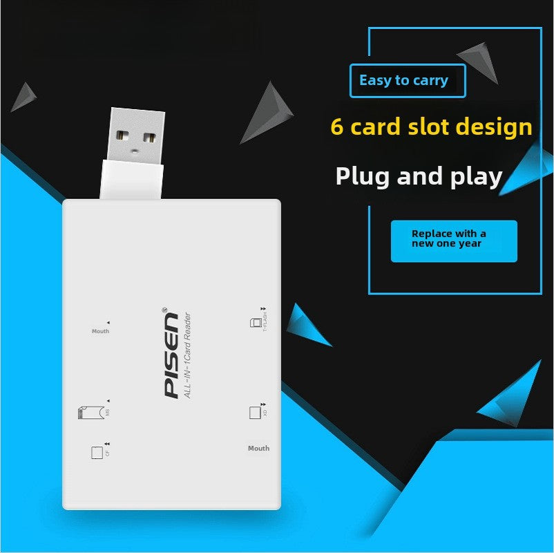 Lector de Tarjetas Todo en Uno Pisen: Mini USB 2.0 para TF, SD, CF y MS