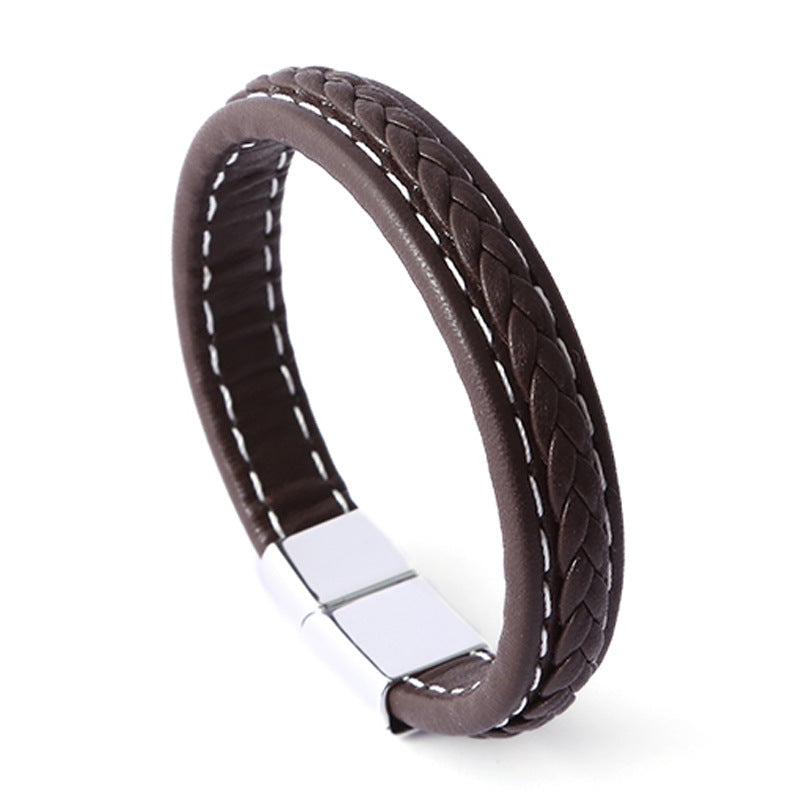 Pulsera de Cuero Trenzado con Cierre Magnético – Diseño Delicado para Parejas
