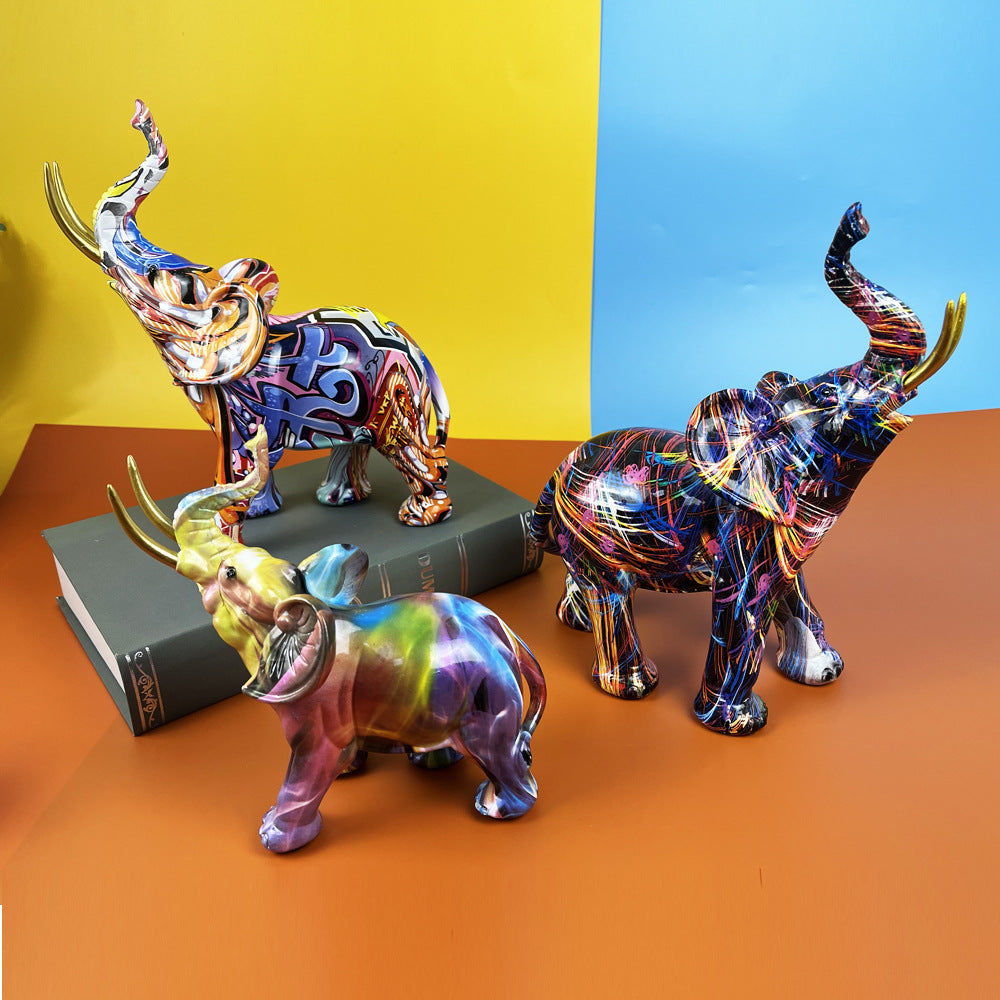 Arte Abstracto: Escultura Colorida de Elefante para Escritorio o Mesa