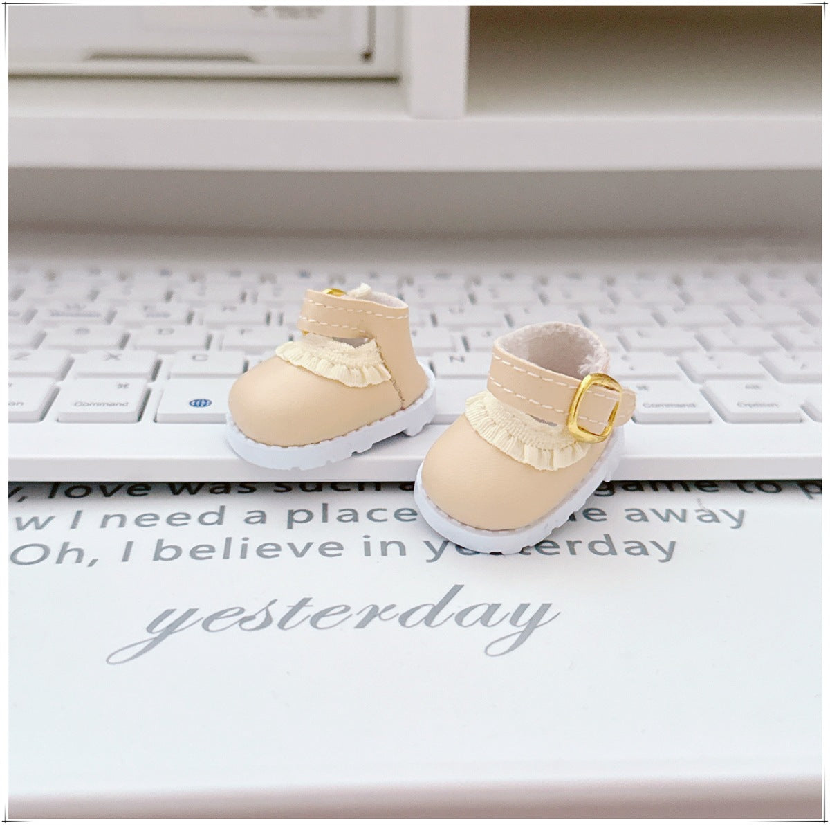 Zapatillas de lona para muñecas de 17 cm: Labubu, muñeca de algodón de 10 cm, color negro y blanco, con cordones