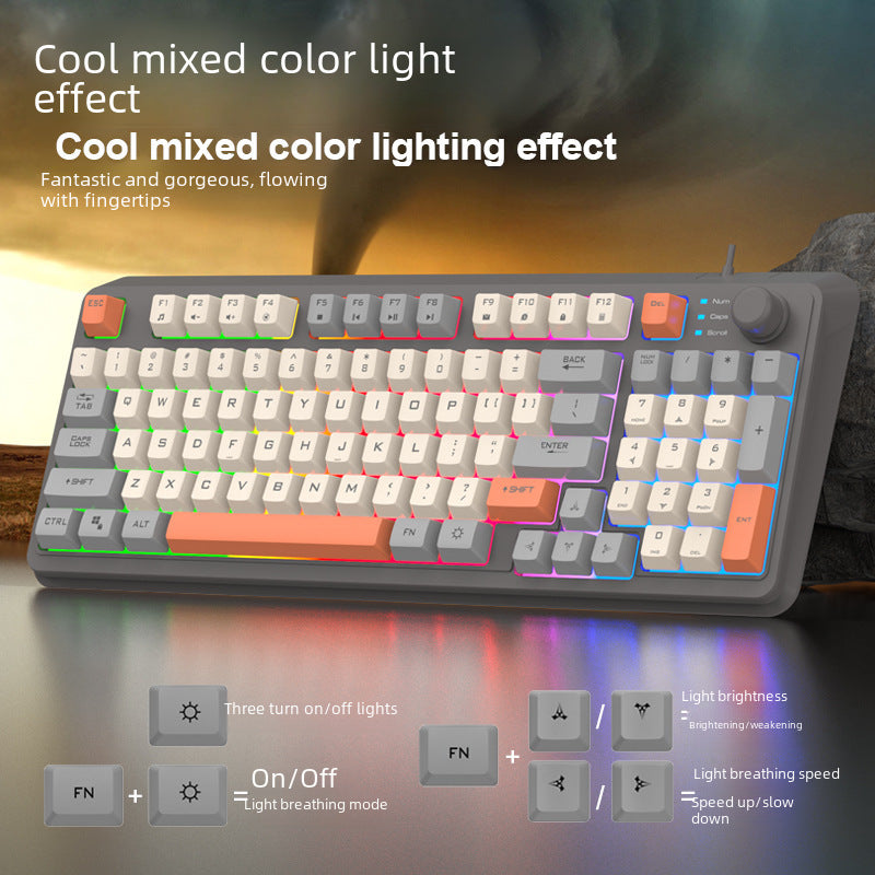 Teclado Mecánico Iluminado K82: Teclado con Efecto Mecánico, Conexión por Cable, Diseño de Tres Colores para PC