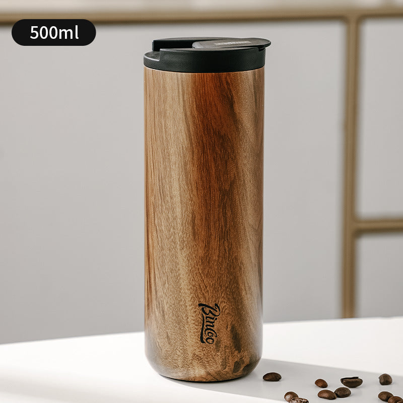 Taza de café Bincoo: Elegante y portátil, termo de madera para hombres