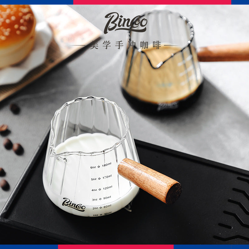 Taza de Medición Bincoo: Jarra de Café de Borosilicato con Escalas para Espresso y Onzas