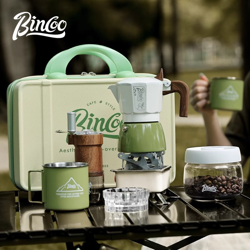 Set de cafetera italiana para acampar con accesorios y opciones para regalo