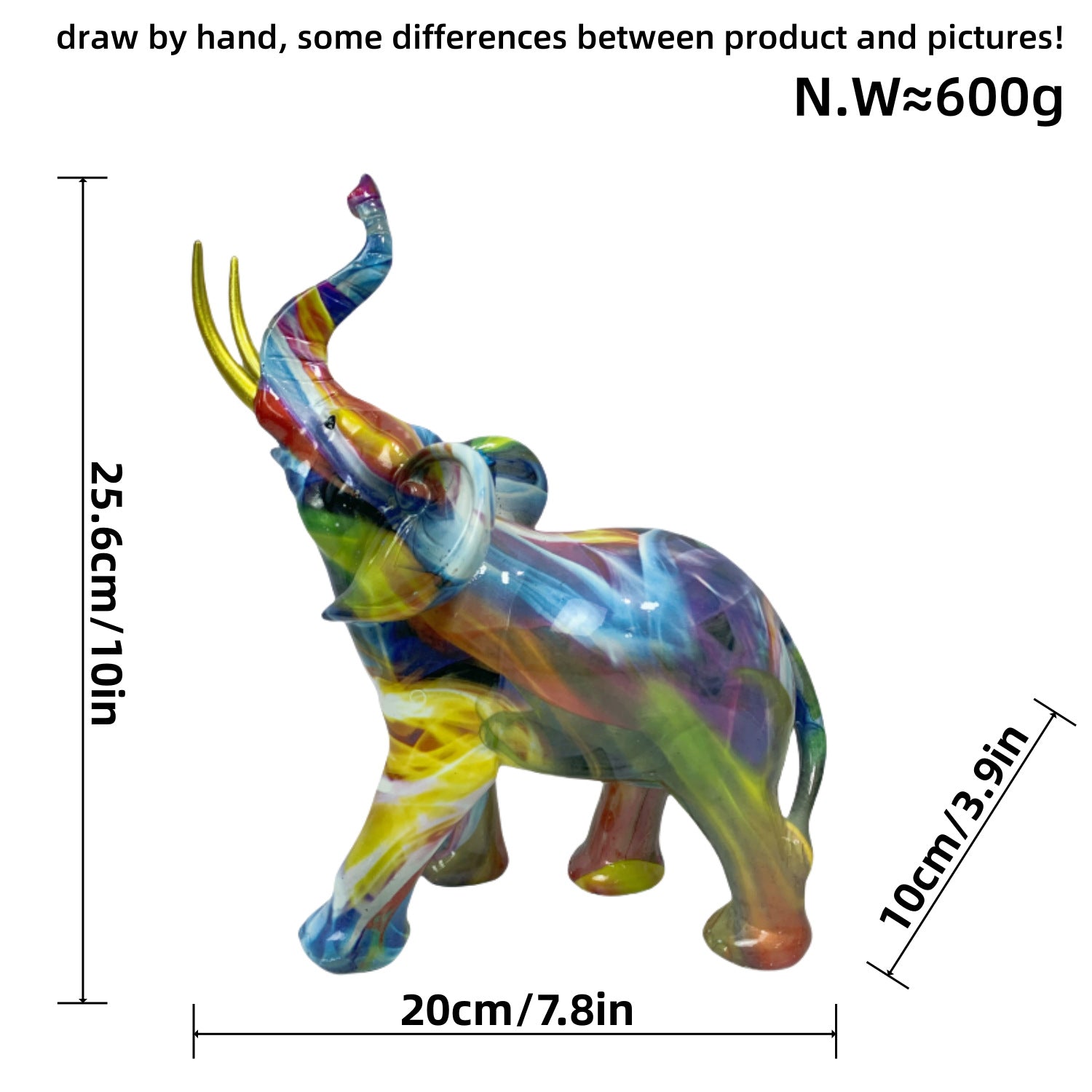 Arte Abstracto: Escultura Colorida de Elefante para Escritorio o Mesa