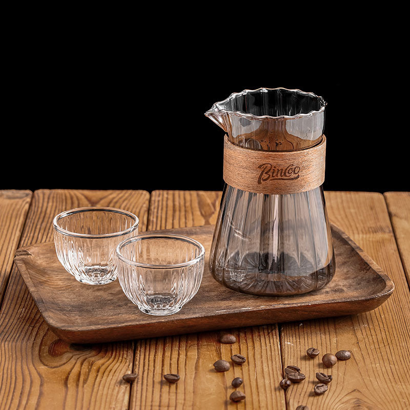 Bincoo: Juego de cafetera de goteo con jarra de café a rayas, tetera de nube, tazas de café al estilo japonés y jarra de infusión fría