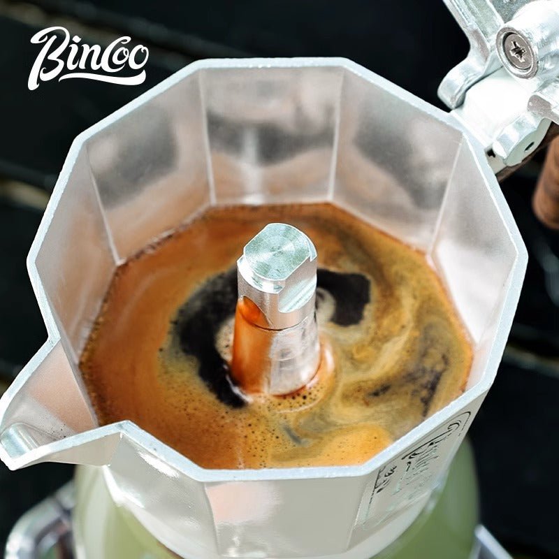 Conjunto de cafetera moka Bincoo: Equipamiento de camping portátil con doble válvula, ideal para preparar café espresso en casa
