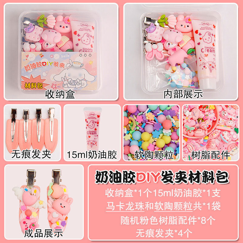 Set de Manualidades para Niñas con Pegamento en Crema 15g – Clips de Cabello y Accesorios de Resina