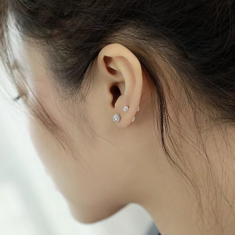 Piercing Bola de Plata con perno doble plata 925: Textura Martillada