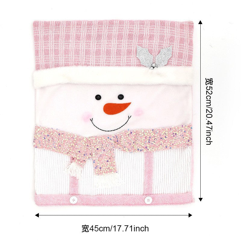 Fundas navideñas para sillas con diseño de Hombre de Nieve Rosa