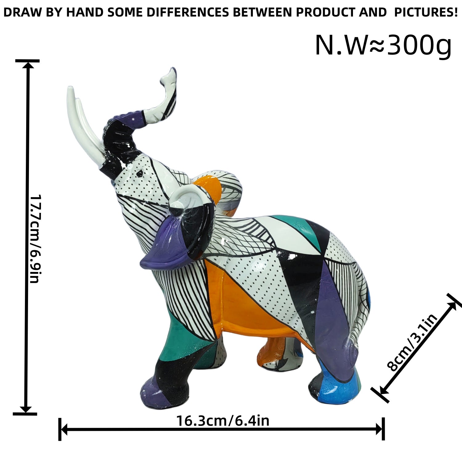 Arte Abstracto: Escultura Colorida de Elefante para Escritorio o Mesa