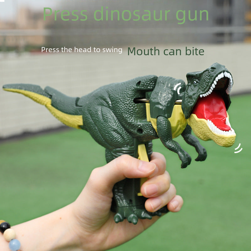 T-Rex HD101 con mecanismo de presión para mover la cabeza y abrir la boca. Juguete antiestrés popular en TikTok para desarrollo motriz infantil.