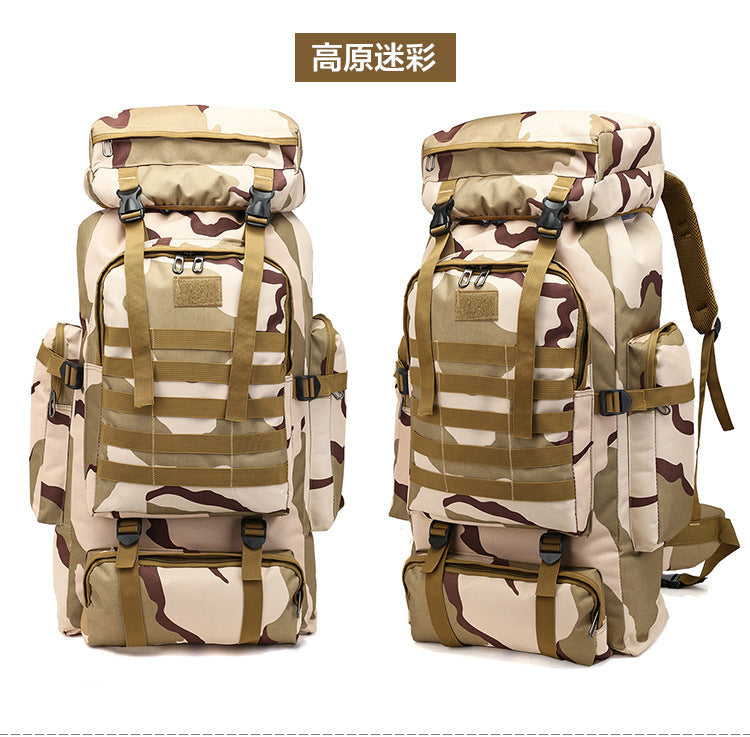 Mochila táctica de 80L: mochila de camping, senderismo y viajes para hombres, camuflaje militar, Oxford