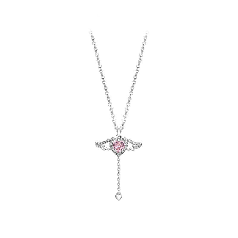 Collar de Corazón con Alas: Cadena Corta - Regalo para San Valentín