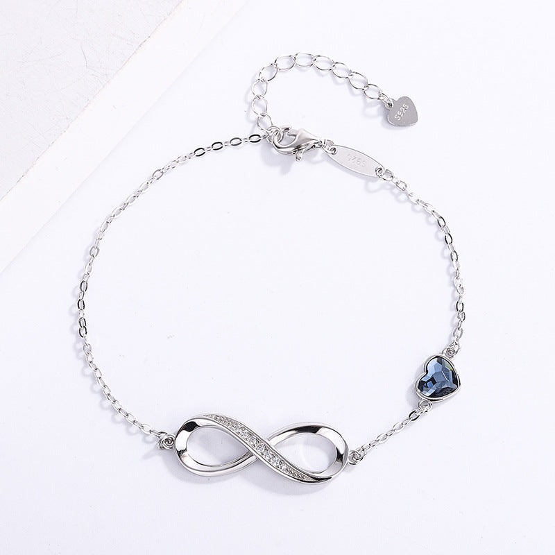 Pulsera de Plata 925 con Infinito y Dije de Circonia – Regalo para Novia
