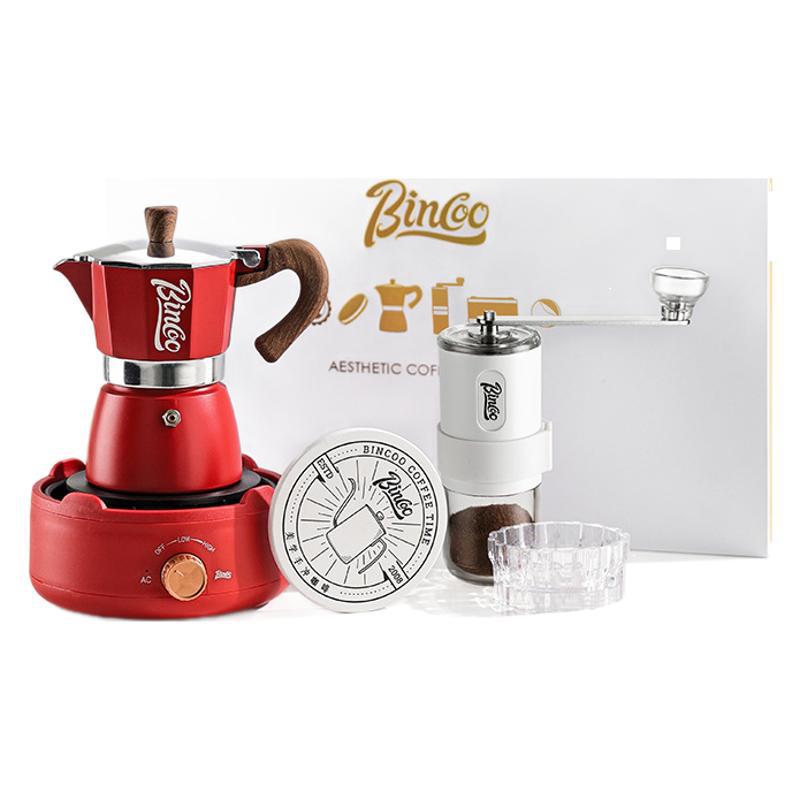 Set de regalo con cafetera italiana y accesorios para preparar café