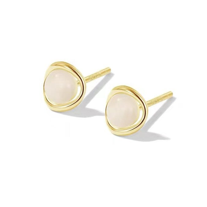 Pendientes de Plata 999 para Mujer – Con Piedra Ojo de Gato, Símbolo de Intuición y Equilibrio