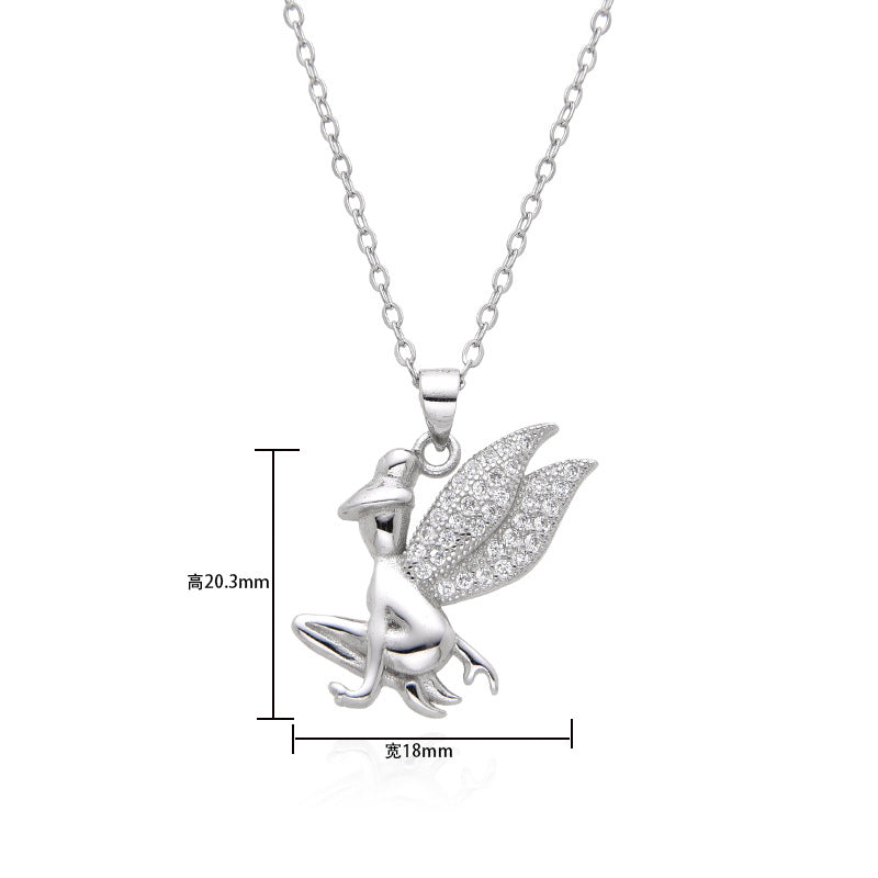 Cadena Corta de plata 925: Dije de Angel o Ada con Cristales