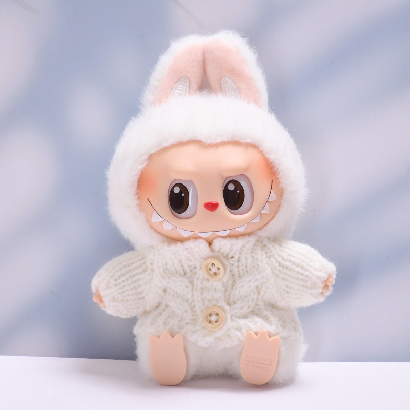 Conjunto tejido para muñeca Labubu 17 cm: suéter, gorro y bolso