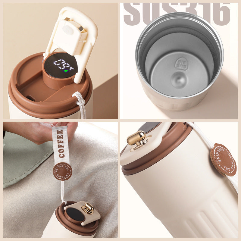Color-Changing Stainless Steel Coffee Cup with Digital Temperature Display: Modern Thermal Mug