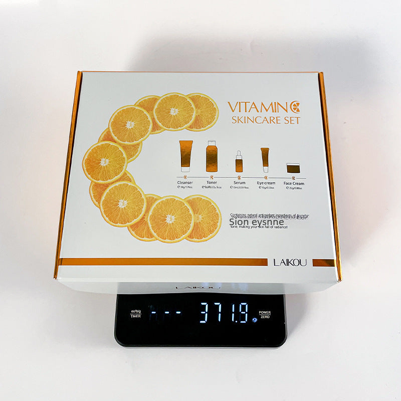 LaiKou Conjunto de Cuidado Facial LAIKOU Vitamina C: 5 Piezas de Gel Limpiador, Tónico, Suero, Crema para Ojos y Crema Hidratante